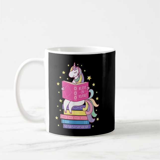 Reading Library Unicorn Read Books Lover Reader Gi Coffee Mug (Left)