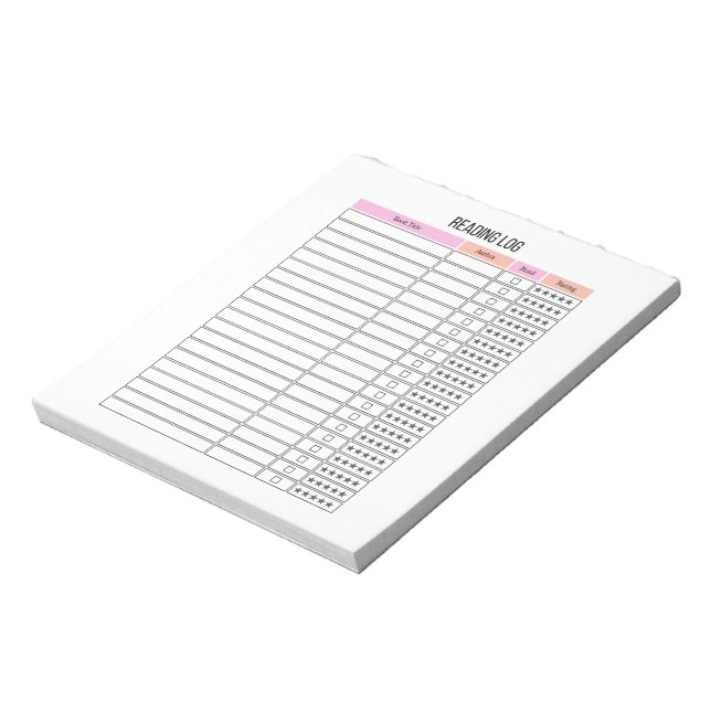 Reading Log Planner Notepad (Rotated)
