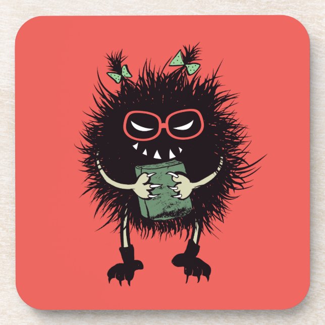 Reading Lover Evil Character Book Nerd Coaster (Front)