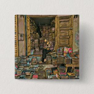 Reading Lovers Gift For Librarian 15 Cm Square Badge
