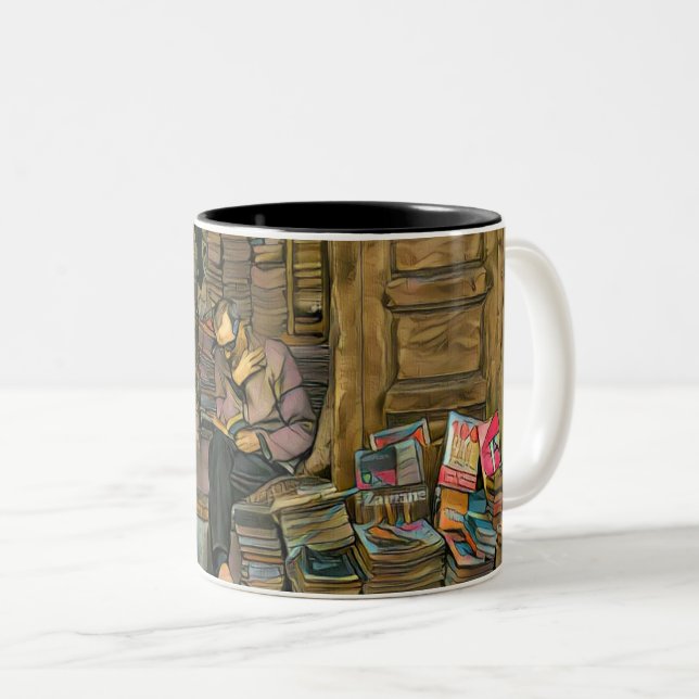 Reading Lovers Gift For Librarian Two-Tone Coffee Mug (Front Right)