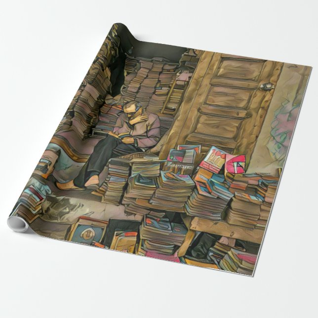Reading Lovers Gift For Librarian Wrapping Paper (Unrolled)