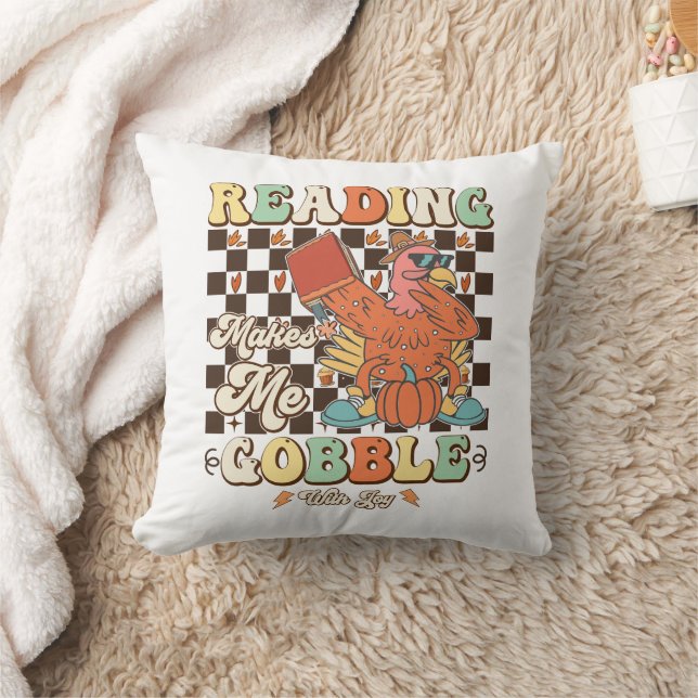Reading Makes Me Gobble With Joy Thanksgiving Cool Cushion (Blanket)