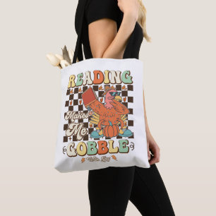 Reading Makes Me Gobble With Joy Thanksgiving Cool Tote Bag