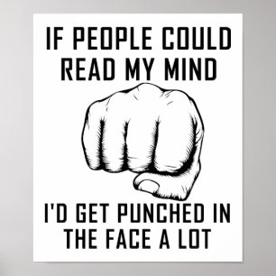 Reading Minds Punching Funny Poster