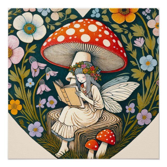 Reading Mushroom Fairy                             Poster (Front)