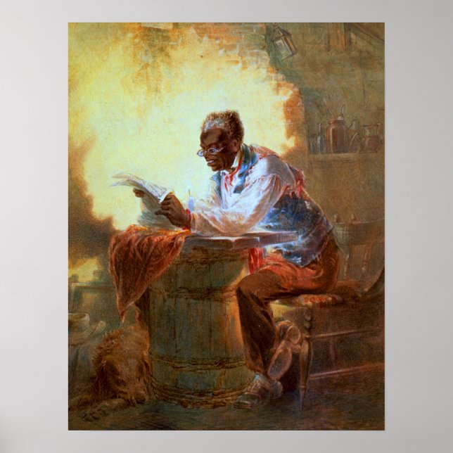 Reading Newspaper by Candlelight Poster (Front)