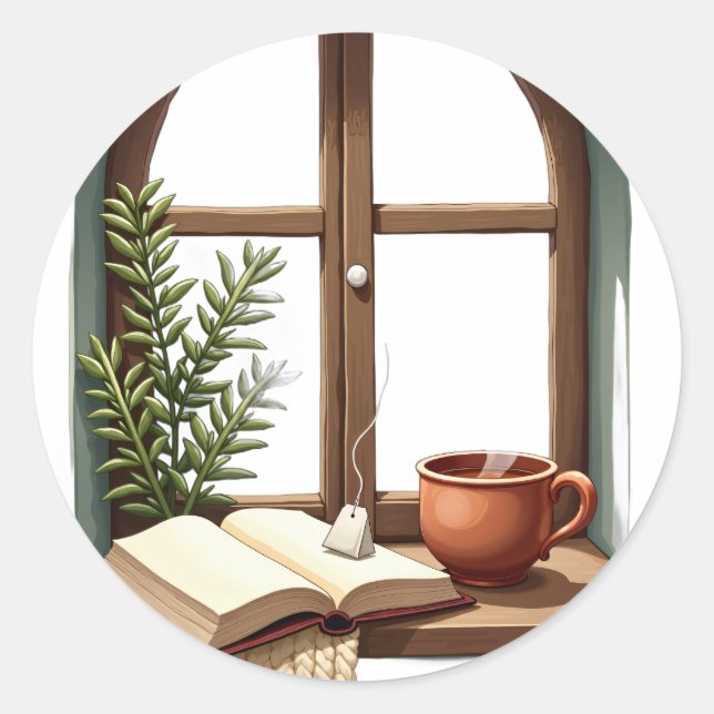 Reading Nook Still Life Classic Round Sticker (Front)