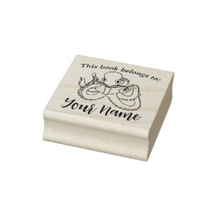 Reading Octopus Book Rubber Stamp