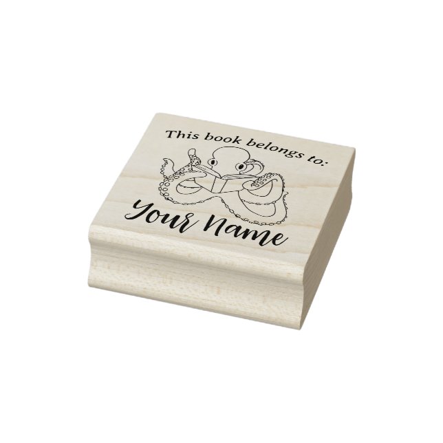Reading Octopus Book Rubber Stamp (Stamp)