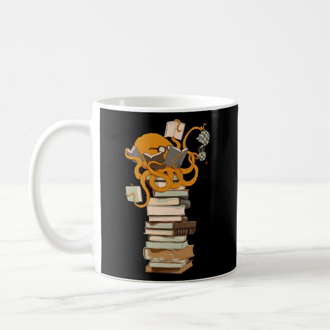 Reading Octopus Tea Coffee And Books Coffee Mug (Left)