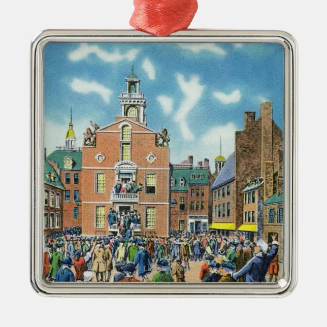 Reading of the Declaration of Independence Metal Ornament (Front)