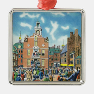 Reading of the Declaration of Independence Metal Ornament