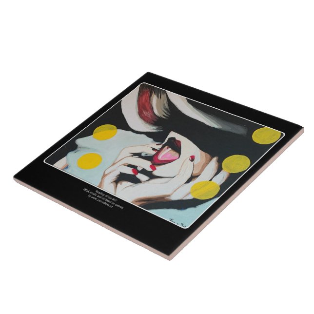 ‘Reading of the Will’ Painting on a  Ceramic Tile (Side)