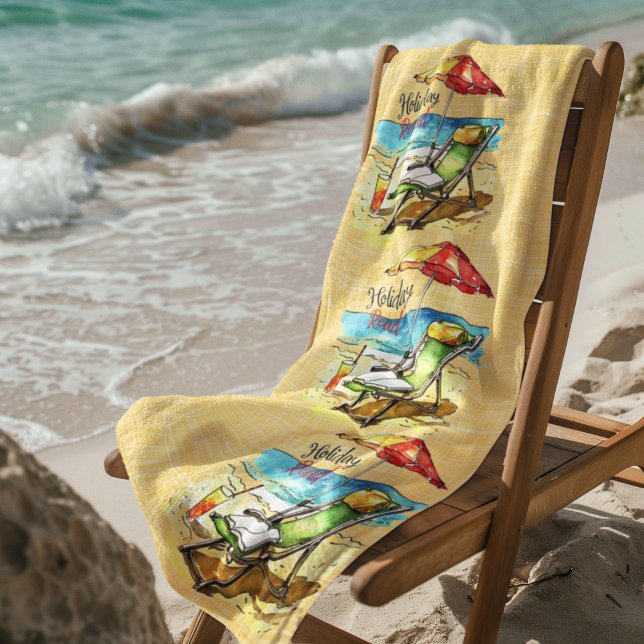 Reading On the Beach Yellow Beach Towel (Creator Uploaded)