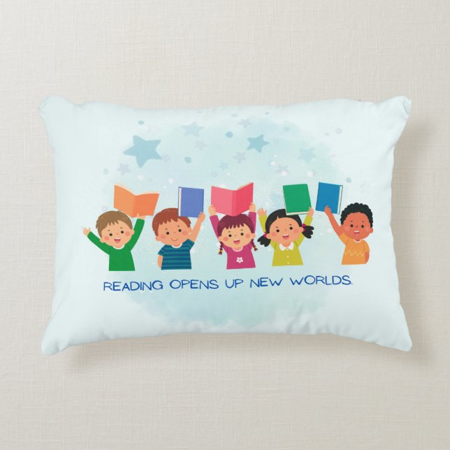 Reading Opens Up New Worlds Decorative Cushion (Front)