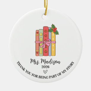 Reading Ornament, Literacy Coach Gift for School  Ceramic Ornament