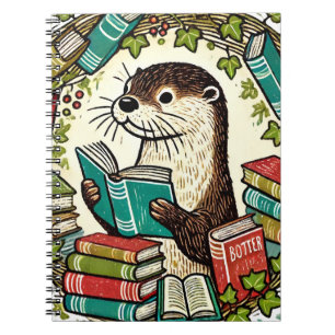 Reading Otter Bookish Illustration Readers         Notebook