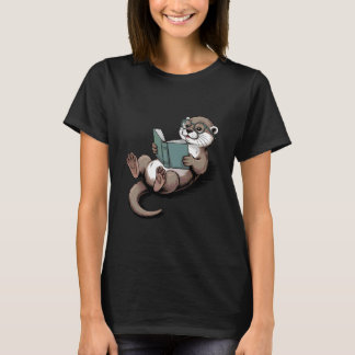 Reading Otter Cute Book Lover Animal Art for Smart T-Shirt