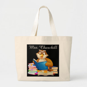 Reading Owl Teacher - SRF Large Tote Bag
