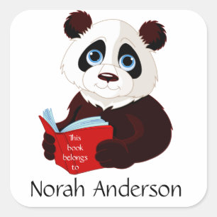 Reading Panda Bookplate Sticker