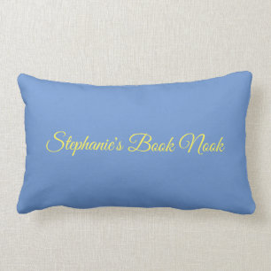 Reading pillow, elegant & pretty blue & yellow lumbar cushion