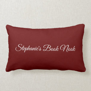 Reading pillow, elegant & pretty deep red lumbar cushion