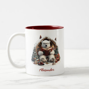 Reading Poler Bear Custom Name Two-Tone Coffee Mug