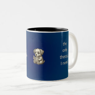 Reading Puppy Book Lover Mug Teal Blue