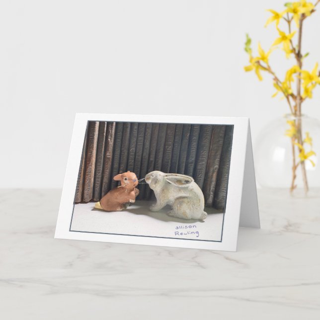 Reading Rabbits Card (Yellow Flower)