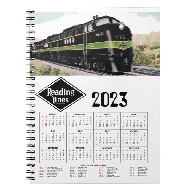 Reading railroad calendar        notebook (Front)