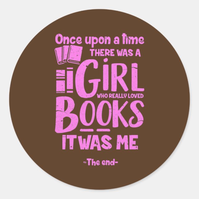 Reading Reader Books Girl Book Lovers Distressed  Classic Round Sticker (Front)
