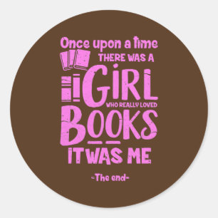 Reading Reader Books Girl Book Lovers Distressed  Classic Round Sticker