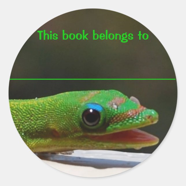 Reading Reptile This Book Belongs To Classic Round Sticker (Front)