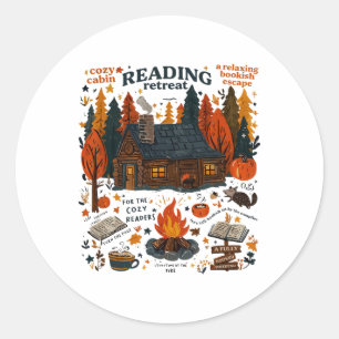Reading Retreat Ghost Read More Books Funny Hallow Classic Round Sticker
