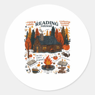 Reading Retreat Ghost Read More Books Funny Hallow Classic Round Sticker