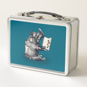 Reading Rhino Loves Books Metal Lunch Box