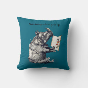 Reading Rhinoceros loves books Cushion