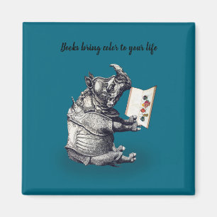 Reading Rhinoceros loves books Magnet