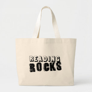 Reading Rocks Black Text Large Tote Bag