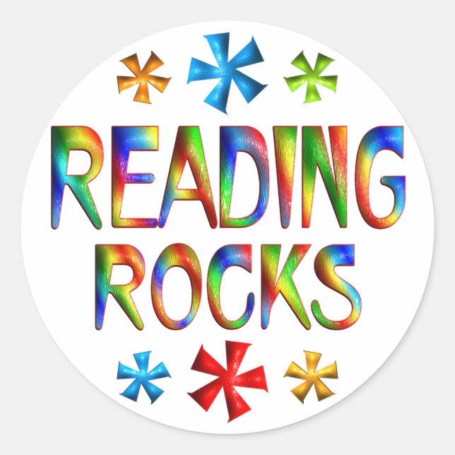 READING ROCKS CLASSIC ROUND STICKER (Front)