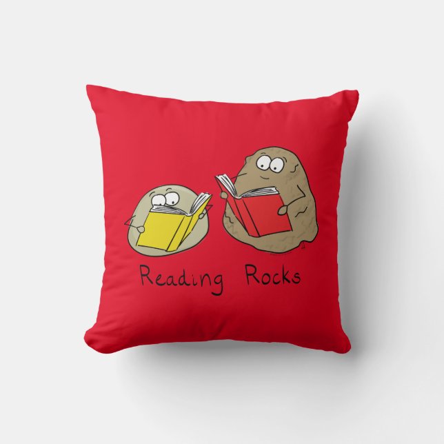 Reading Rocks Funny Book Pillow (Front)