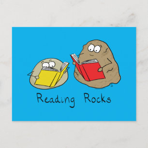 Reading Rocks Funny Book Postcard