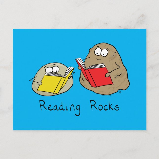 Reading Rocks Funny Book Postcard (Front)