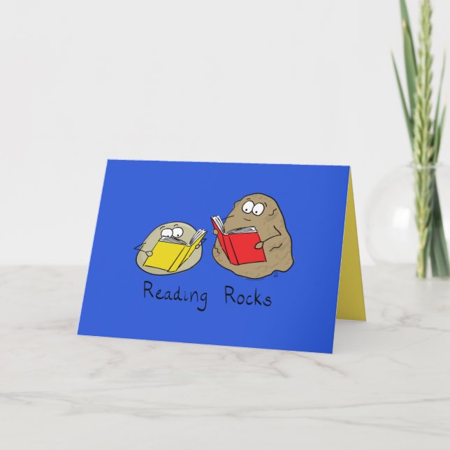 Reading Rocks Funny Rocks Read Books Greeting Card (Front)