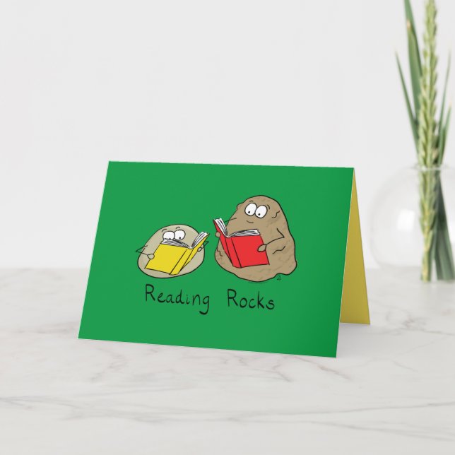 Reading Rocks Funny Rocks Read Books Greeting Card (Front)
