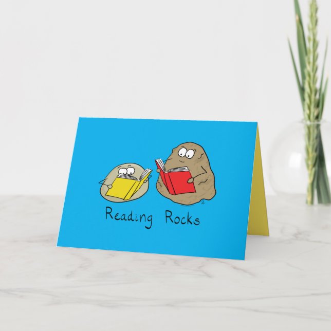 Reading Rocks Funny Rocks Read Books Greeting Card (Front)