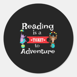 Reading Shirt For Kids And Teachers Circus Animal Classic Round Sticker
