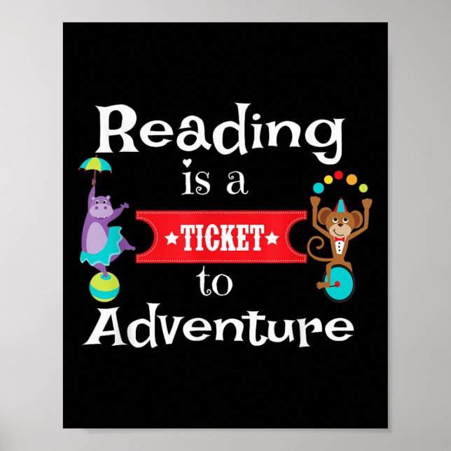Reading Shirt For Kids And Teachers Circus Animal  Poster (Front)
