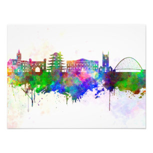 Reading skyline in watercolor background photo print